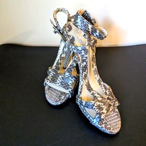 Leon Max Womens 7.5M Genuine Snakeskin Stiletto Heel Strappy Sandals NWOB